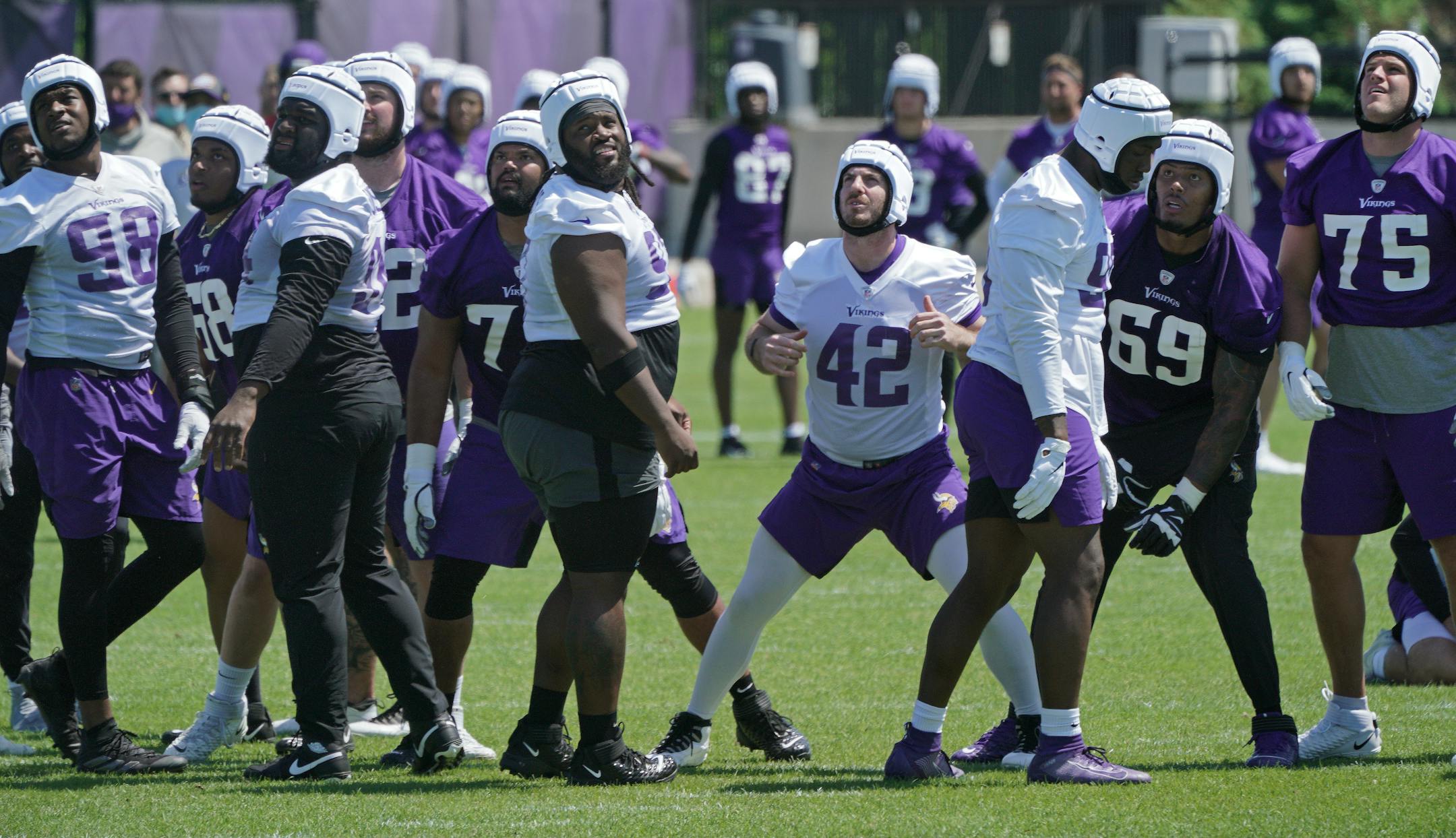 Vikings began OTA's at TCO Performance Center. All eyes on the field goal attempt by Greg Joseph.