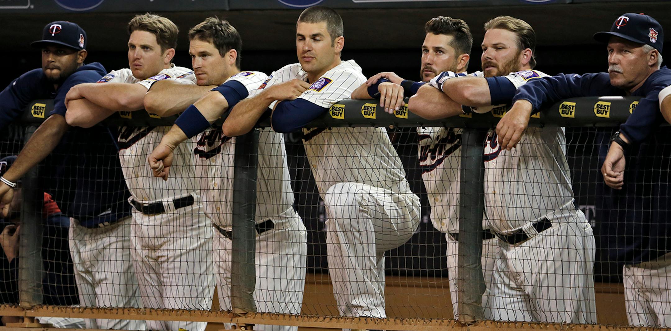 The Twins dugout looked a little glum as the final outs in the 9th inning were recorded giving Texas the win. ] Minnesota Twins vs. Texas Rangers. . Texas won 1-0. (MARLIN LEVISON/STARTRIBUNE(mlevison@startribune.com)