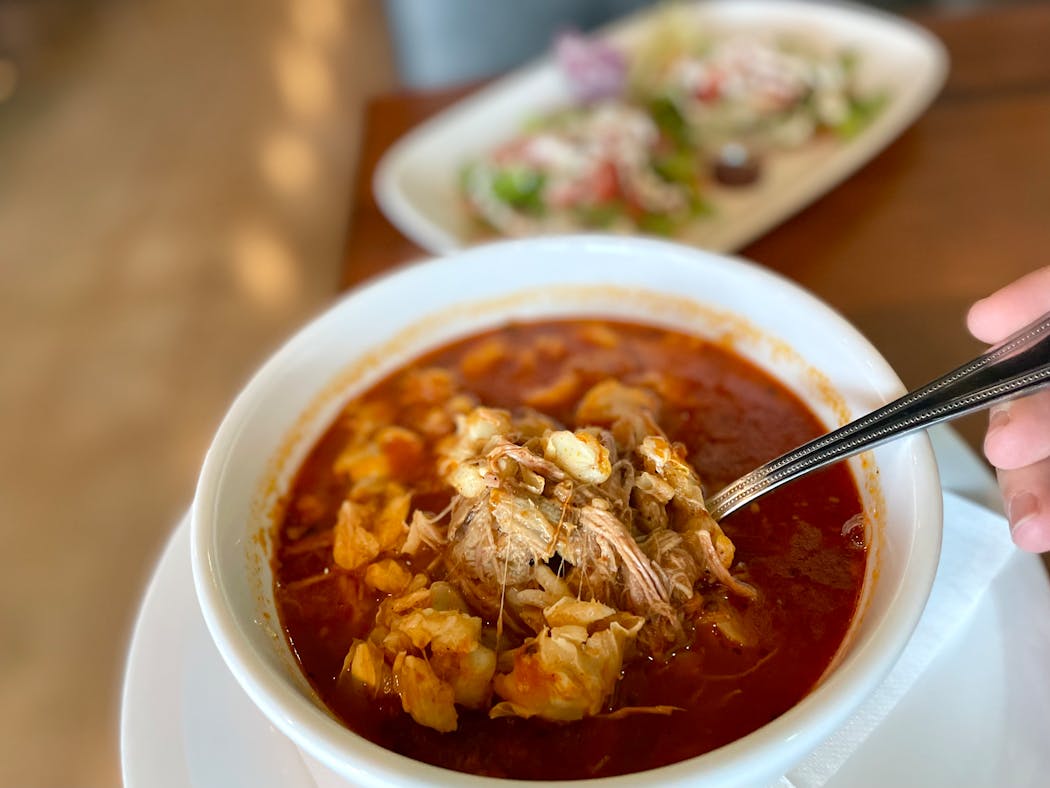 Toasty, rich and warm, pozole hits the spot. 
