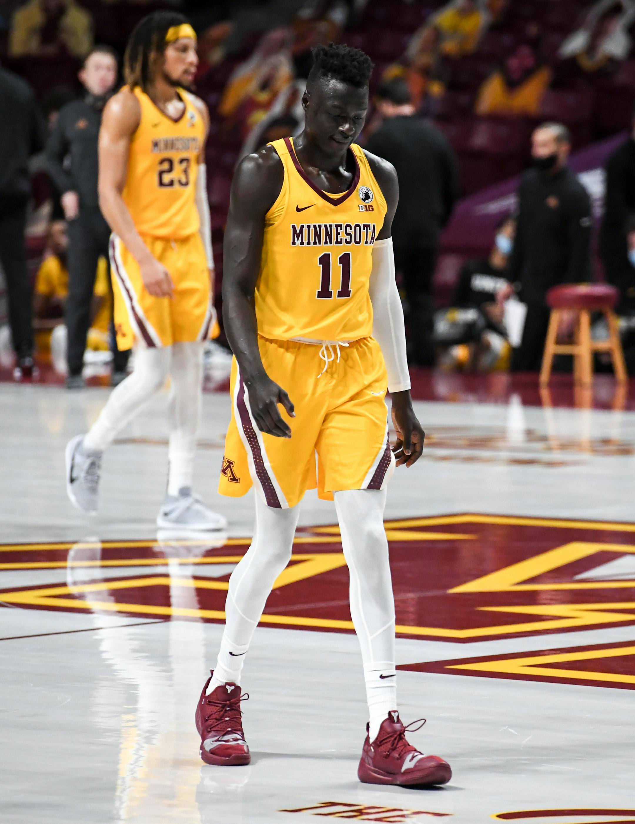 Minnesota Gophers guard Both Gach (11) walked down the length of the court after a timeout in the first half against the Northwestern Wildcats.