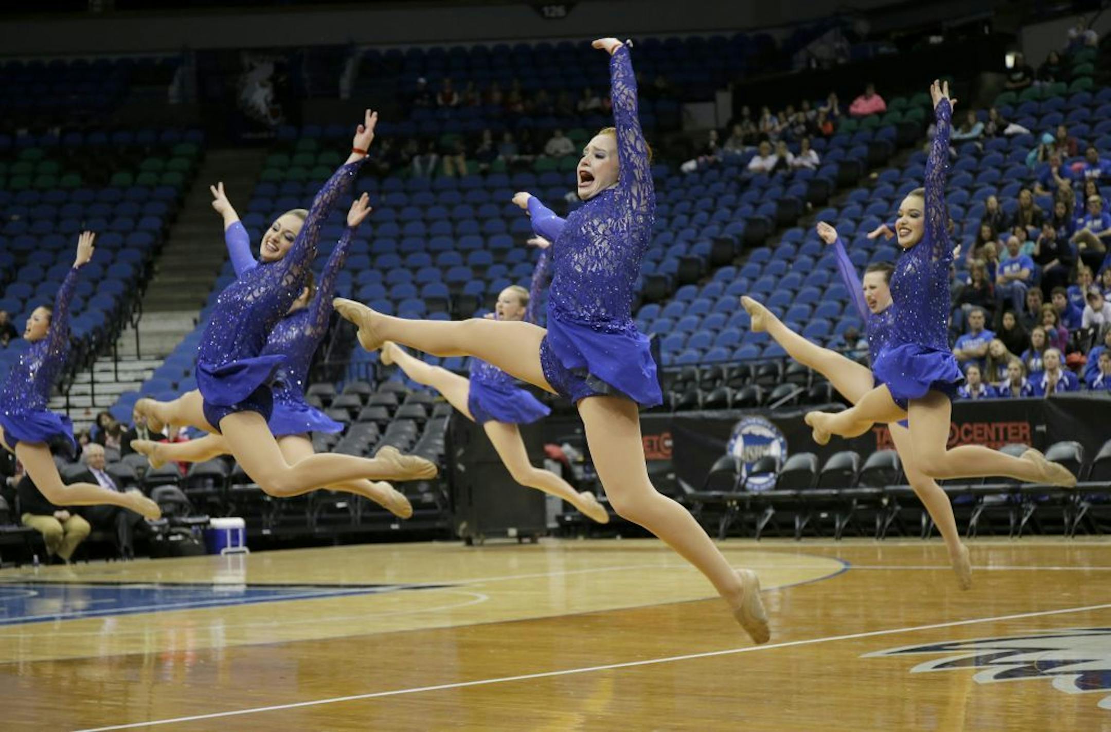 Members of the Eastview dance team perform during Class AA and Class AAA state dance tournament jazz competition finals in Minneapolis, Friday, Feb. 14, 2014. Eastview won the Class AAA competition.