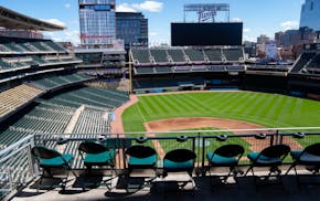 ADA seating for fans in wheelchairs and their guests in the upper deck at Target Field in Minneapolis.