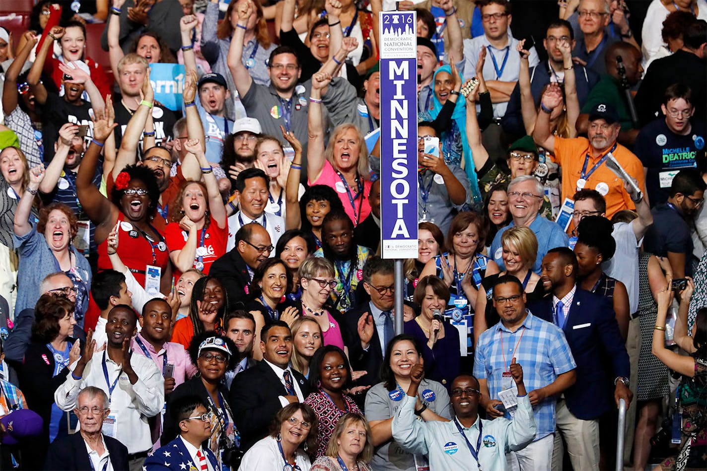 The delegates from Minnesota cast their votes for President of the Unites States during the second day of the Democratic National Convention in Philadelphia , Tuesday, July 26, 2016.