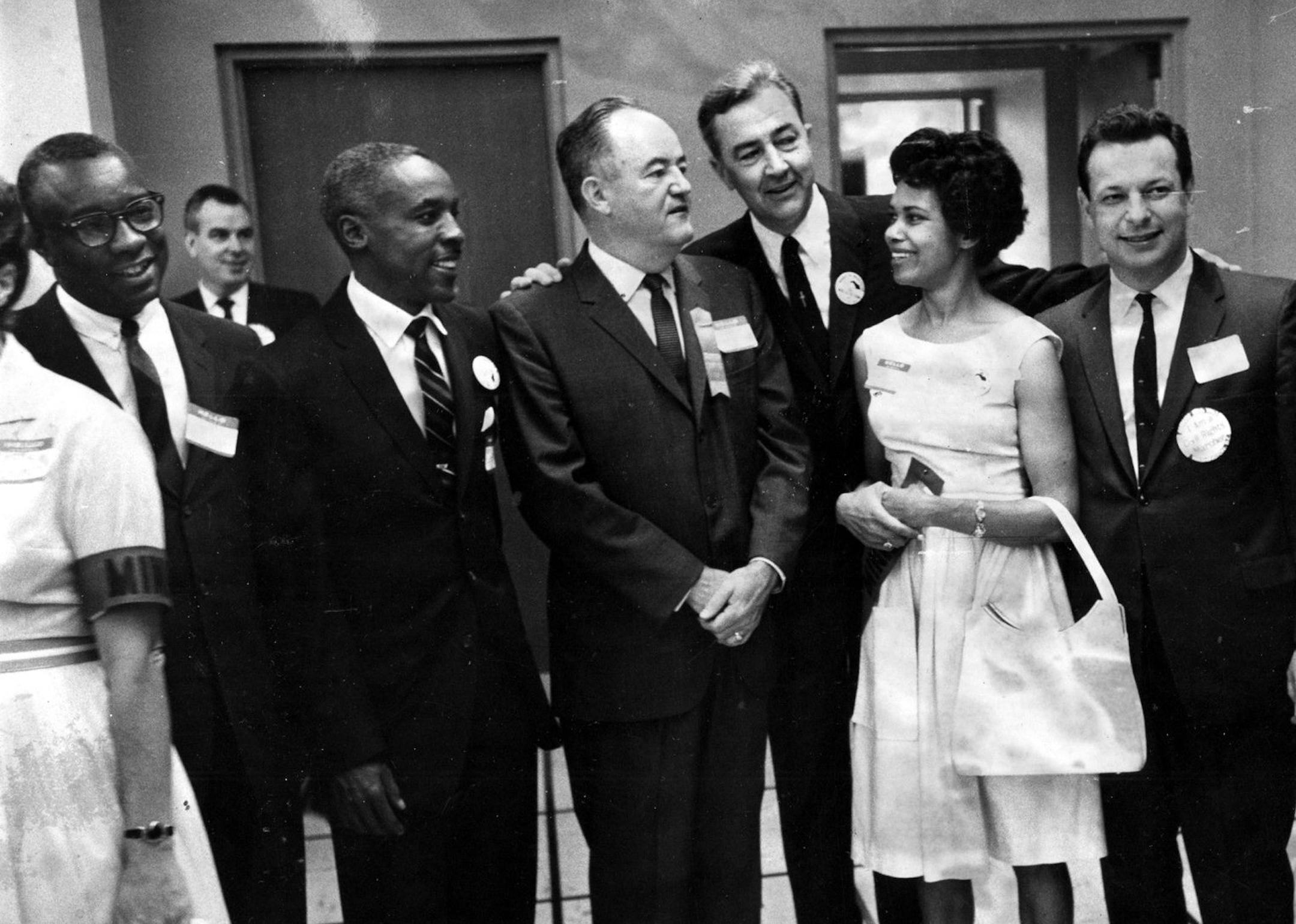 CORRECTION PUBLISHED Friday March 14, 2003, says: A photograph on Page B6 Thursday (Star Tribune, March 13, 2003) of Minnesota Sens. Hubert Humphrey and Eugene McCarthy meeting Minnesotans who went to the March on Washington in 1963 incorrectly identified Marjorie Turner as Josie Johnson. Five people in the picture were unidentified. From left, Curtis Chivers, Dale McIver, Matthew Little, Humphrey and McCarthy, Turner, U.S. Rep. Don Fraser (D-Minn.), Minneapolis mayor Arthur Naftalin, and an uni