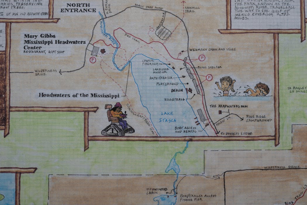 Details of Keith Myrmel's map of Itasca State Park.