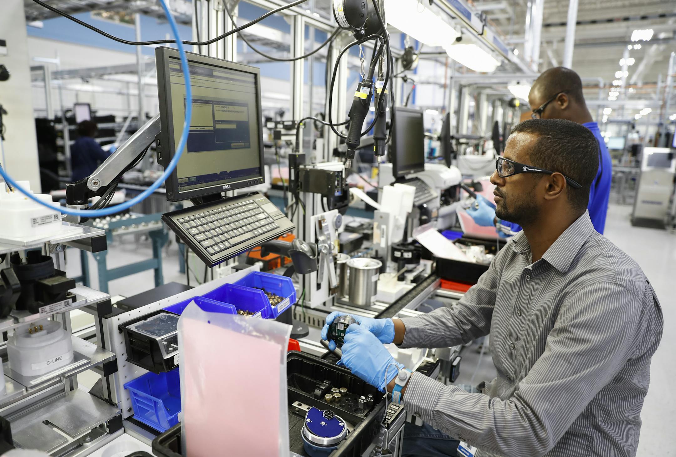 Wireless transmitters are manufacturing in 2017 at Emerson Automation Solution in Shakopee. (RENEE JONES SCHNEIDER/Star Tribune photo)