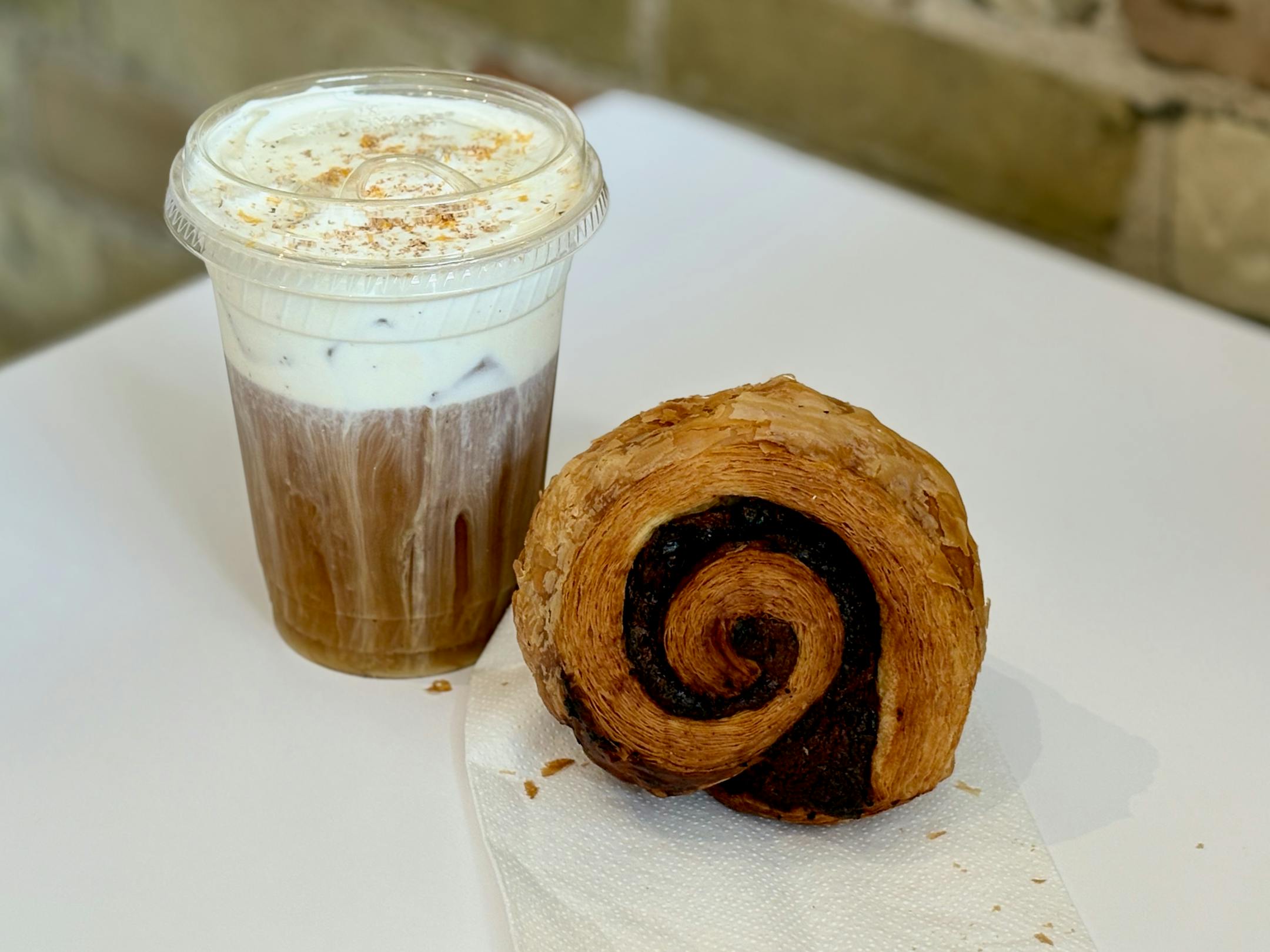 The Mont Blanc with a chocolate bun.