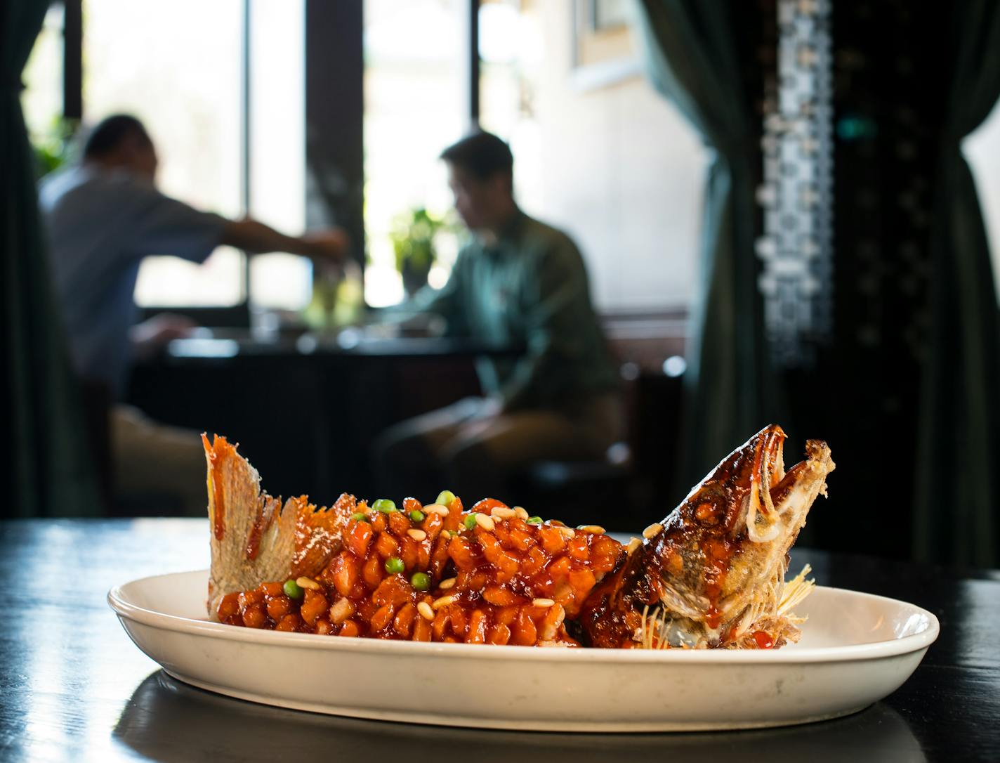 Dishes at the Tea House include sweet and sour walleye.