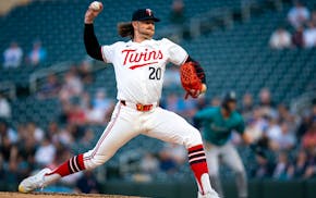 Twins starter Chris Paddack delivers in the first inning against the Seattle Mariners on Wednesday night at Target Field.  