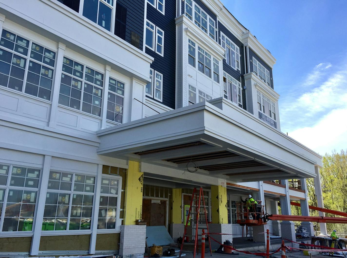 Crews worked on The Landing hotel on May 2, 2017. It's slated to open in June 2017, marking the fifth and final block in the massive $342 million Promenade of Wayzata redevelopment project.