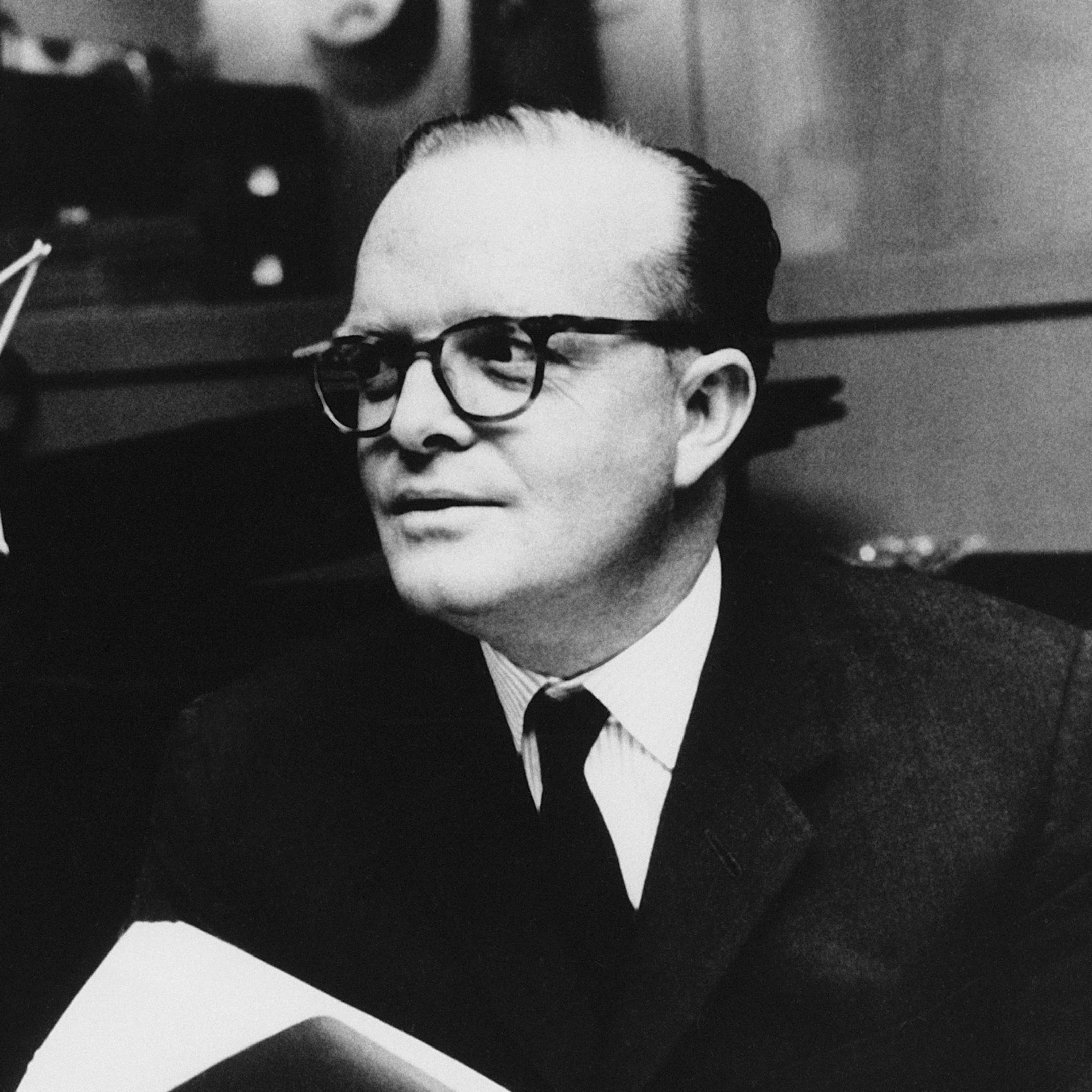 FILE - This 1966 file photo shows author Truman Capote in a studio recording the narration for his film adaptation of his short story, "A Christmas Memory," in New York. Capote's 1958 typed manuscript of "Breakfast at Tiffany's" with the author's handwritten edits has sold for about $306,000 at auction to a Russian billionaire. The manuscript, expected to net at least $250,000, was offered for sale online by the Amherst-based auction house RR Auction. RR Auction says the winning bidder is Russia