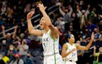 Lynx forward/guard Aerial Powers celebrate after a game earlier this season. Minnesota defeated Indiana on Friday night.