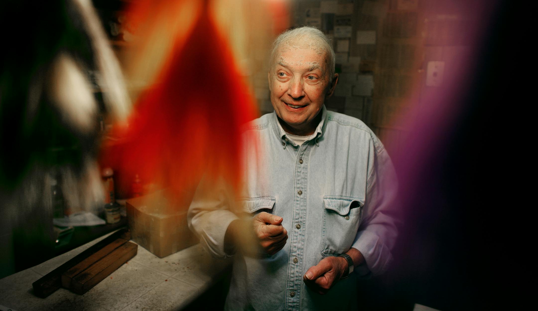 JERRY HOLT �jgholt@startribune.com8/28/2008---} George Wahl long-time muskie fishing advocate at his home in Minneapolis. For more than 20 years Wahl has produced the Eagle Tail muskie lure.