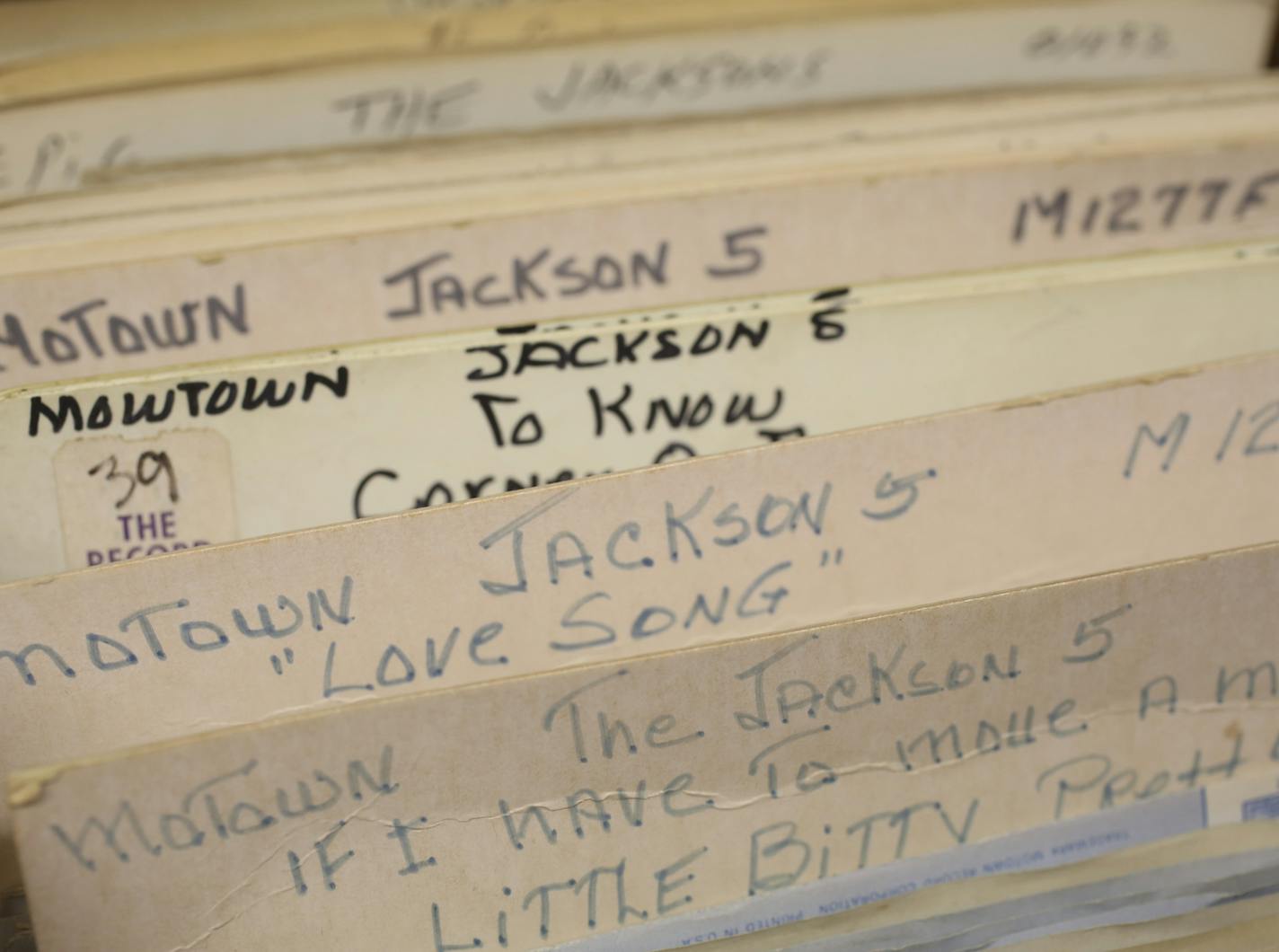 A box of old store stock Jackson 5 singles that were among the tens of thousands of records Rob Sheeley acquired from the estate of a record store owner in Big Spring, Texas.