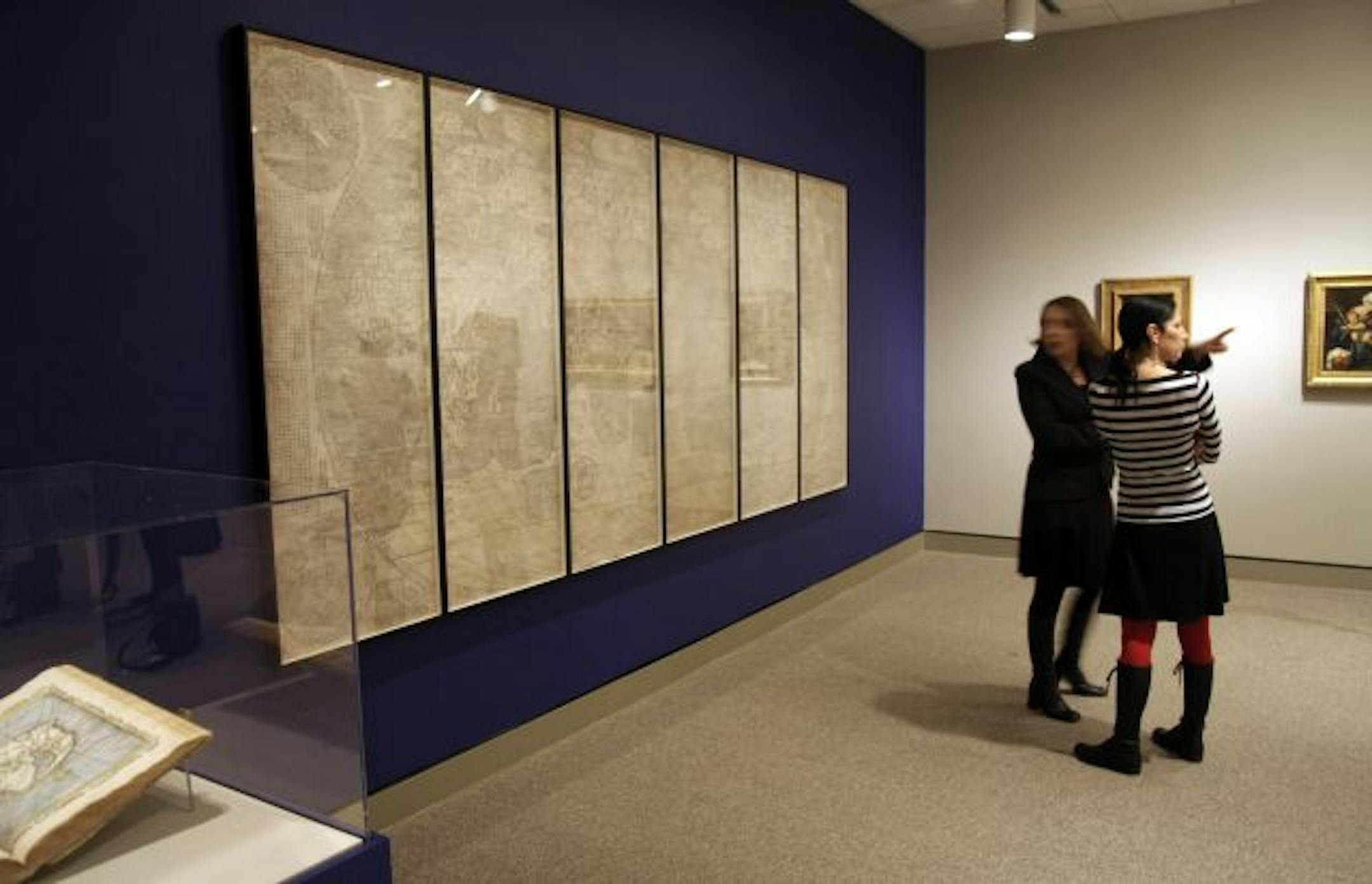 The six panels that comprise a world map by Matteo Ricci in 1602.