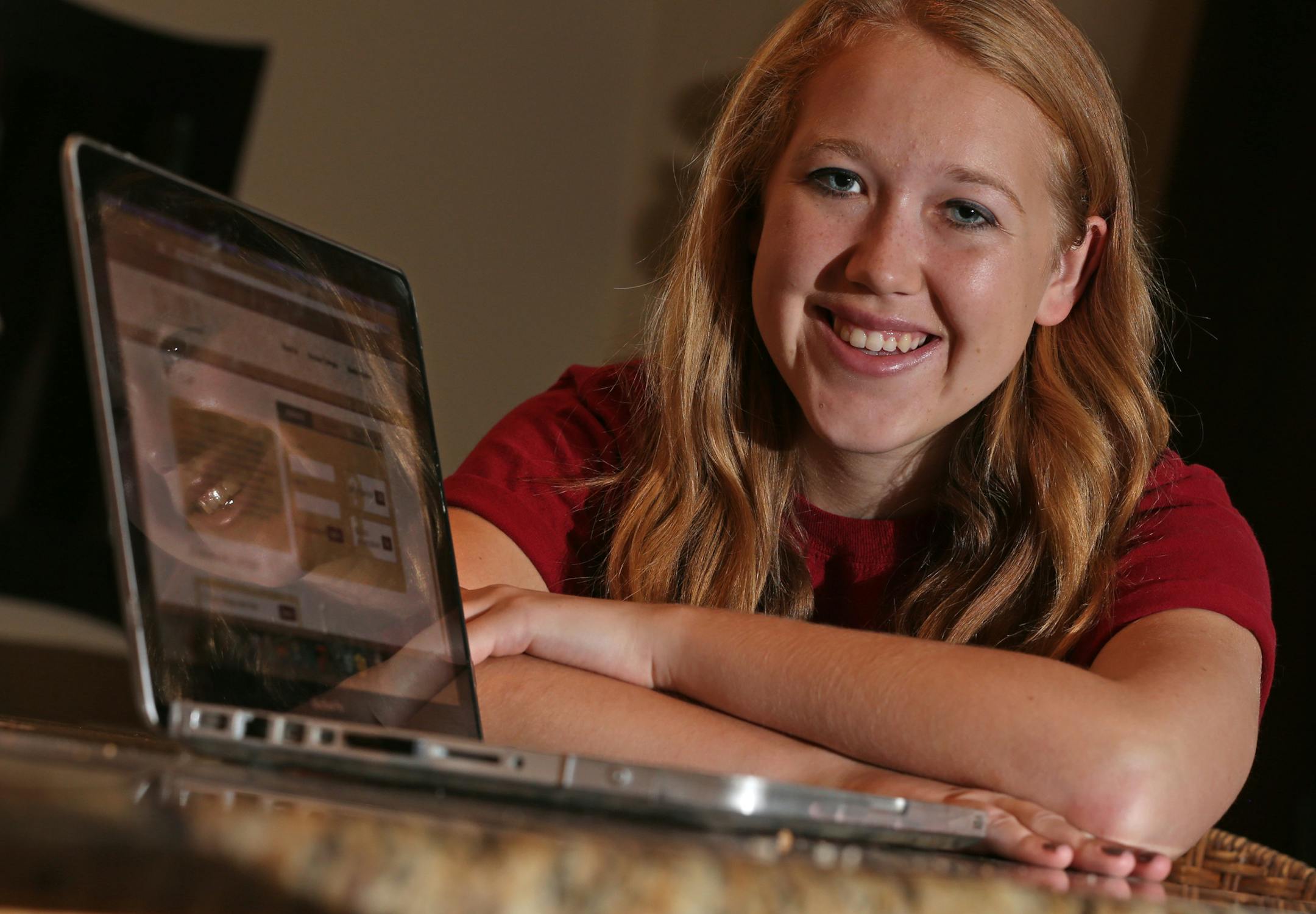 Paige Erickson, a senior at Minnetonka High School, doesn't like to wait till the last minute. So she submitted her application for early admission at Stanford University, well ahead of the Nov. 1 deadline, using the Common Application online, which hundreds of thousands of students use to apply to college. Photographed at her Chanhassen home on 10/15/13.] Bruce Bisping/Star Tribune bbisping@startribune.com Paige Erickson/source.