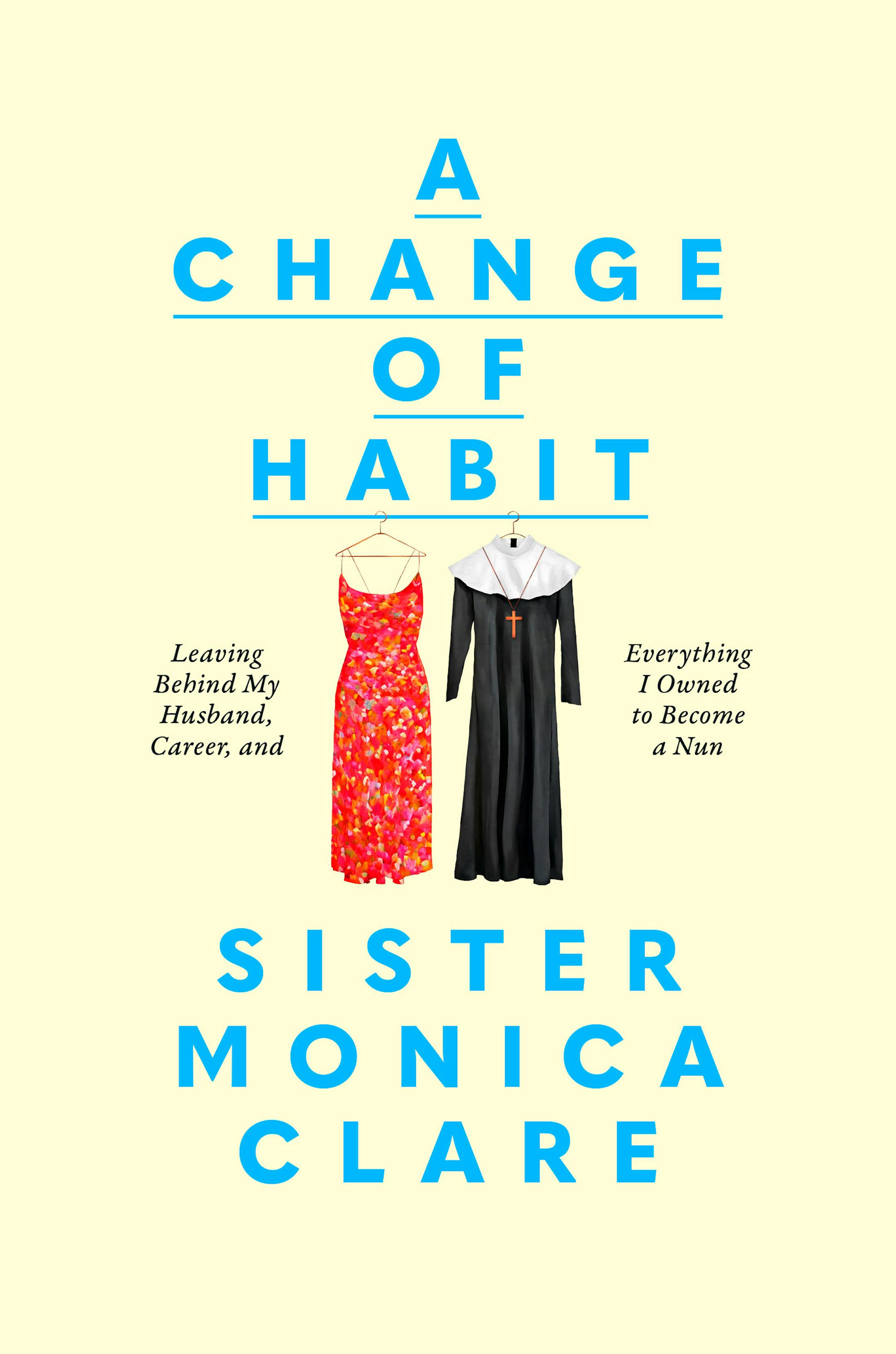 cream-colored cover of A Change of Habit features drawings of a dress and a nun's habit