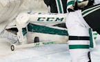 Stars goalie Kari Lehtonen blocked a shot by the Wild's Nino Niederreiter late in the third period Sunday in Game 6 at Xcel Energy Center. The play wa