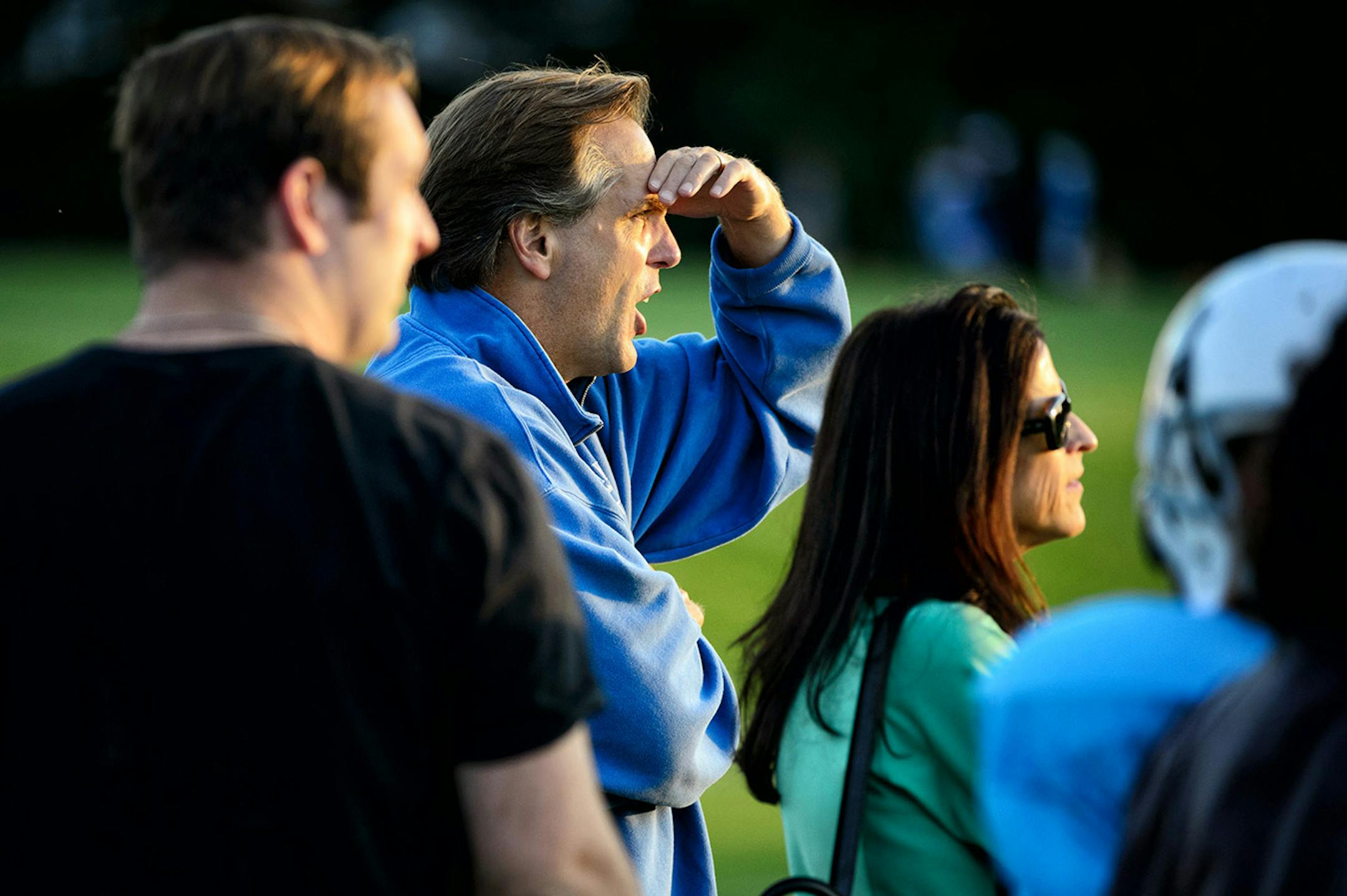 GOP candidate for Senate Mike McFadden coached his son's football team Tuesday, September 16, 2014 in West St. Paul. His wife Mary Kate is to the right, and assistant coach Conor McFadden, Mike's son, to the left. It is part of the Mendota Heights Youth Athletic Association. ] Tuesday, September 16, 2014 GLEN STUBBE * gstubbe@startribune.com