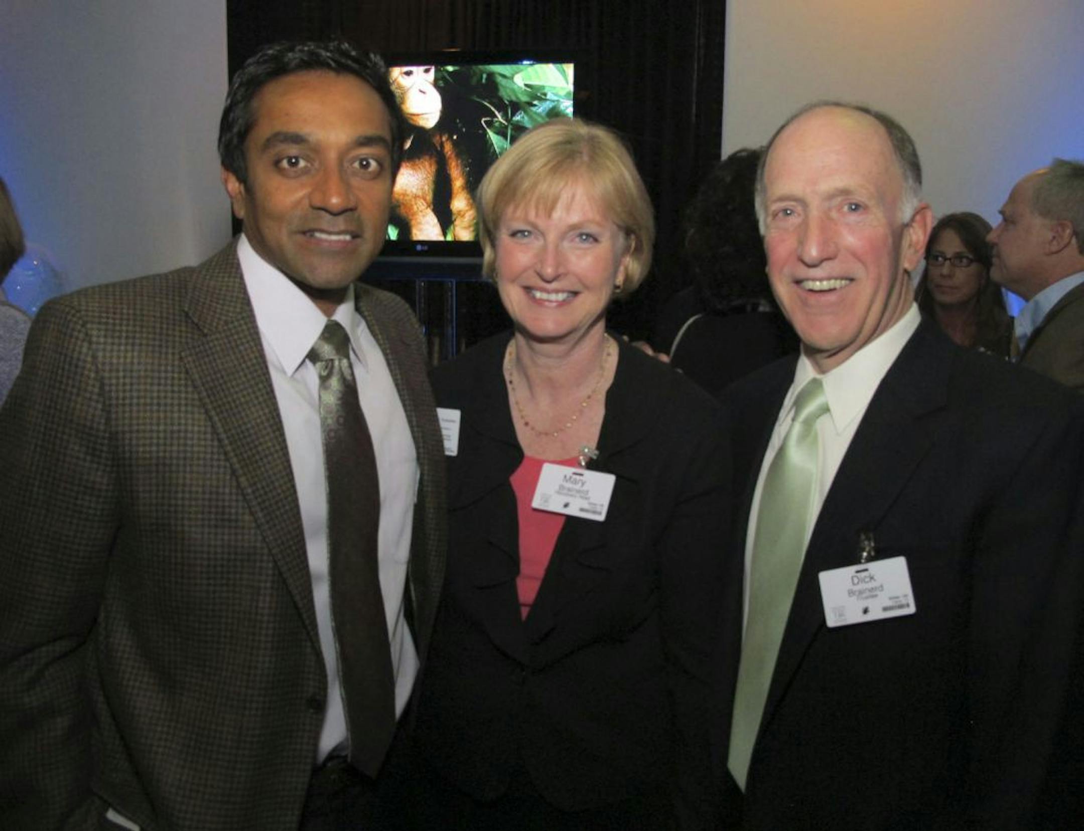 Sara Glassman, sglassman@startribune.com The Nature Conservancy held it�s first gala � a Green Tie Affair � at the Metropolitan Ballroom in Minneapolis. M. Sanjayan, lead scientist with the Nature Conservancy and Mary Brainerd, CEO of HealthPartners and and Dick Brainerd, a trustee of the Conservancy.