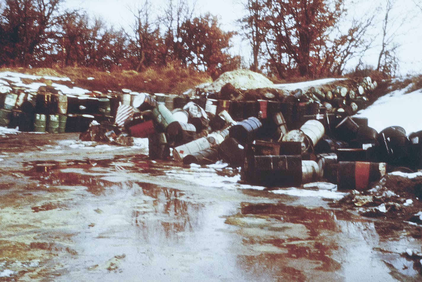 Some of the thousands of barrels of hazardous waste that were buried in the Waste Disposal Engineering Landfill in Andover, Minn., in the 1970s.