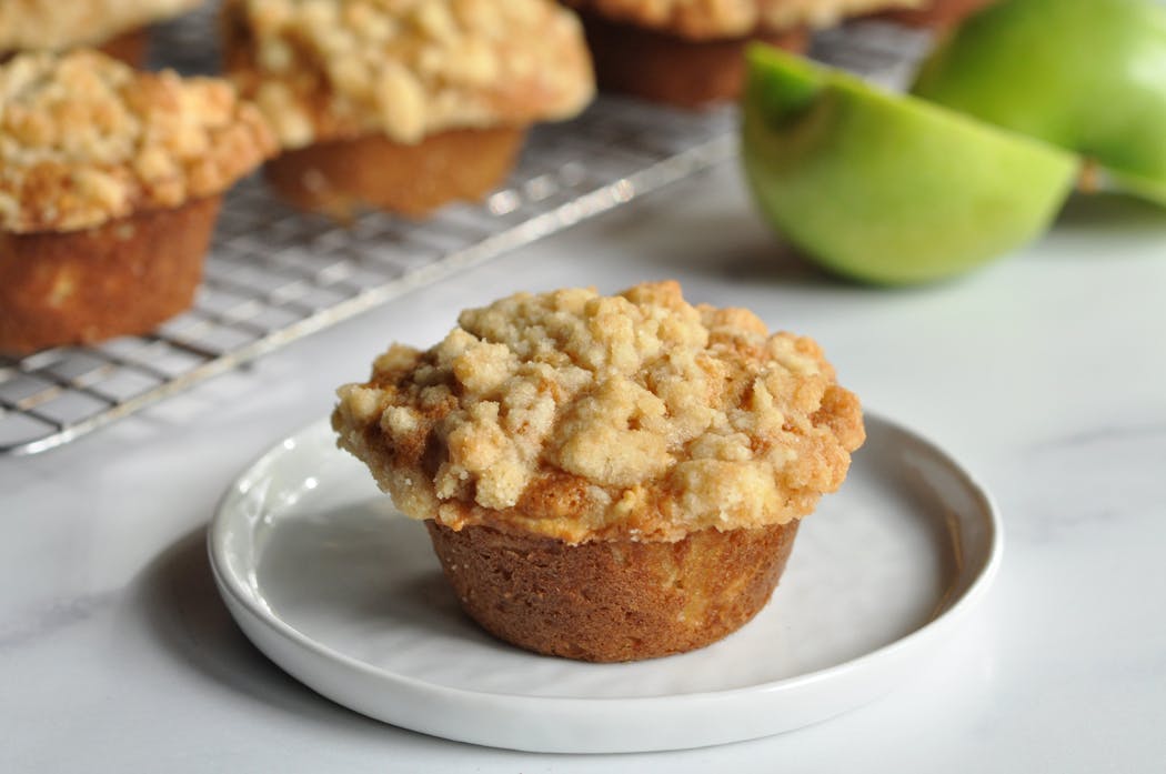 Freshly grated ginger gives these Double Ginger Apple Crumb Muffins a big boost of fall flavor. 