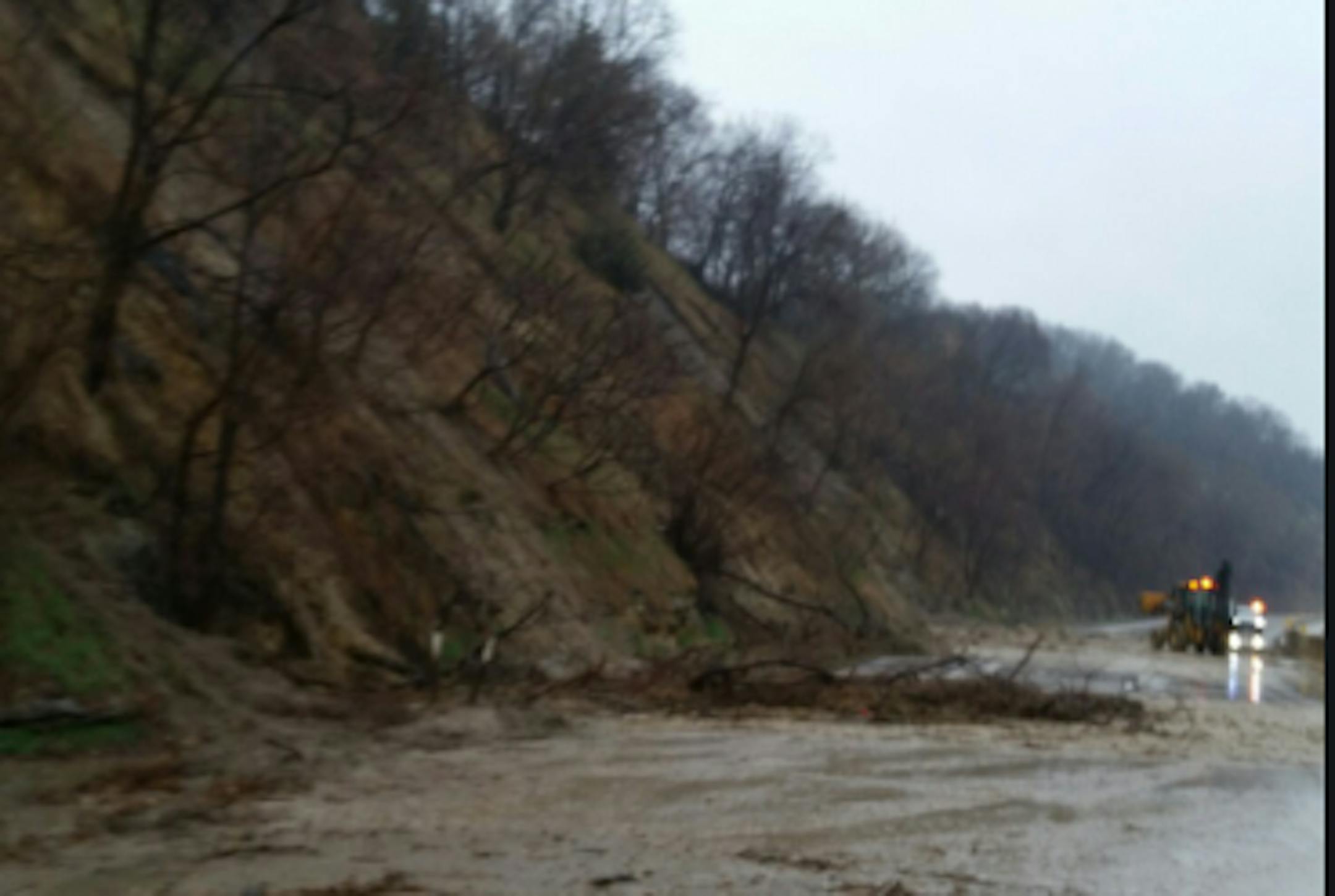 A mudslide on Hwy. 169 near St. Peter, Minn., closed the highway.