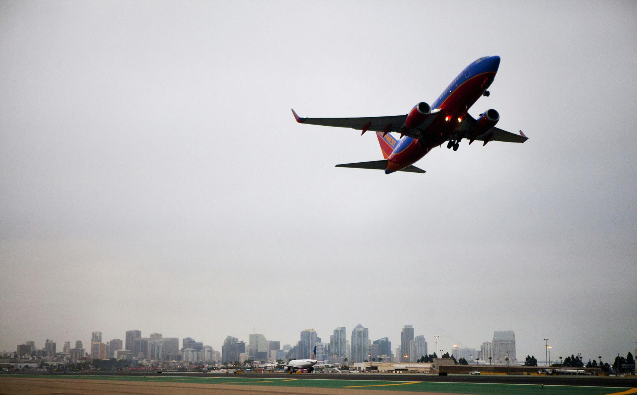 A Southwest Airlines jet takes off from San Diego. Southwest will carry more passengers than any other U.S. airline this year, but its on-time record has tanked.