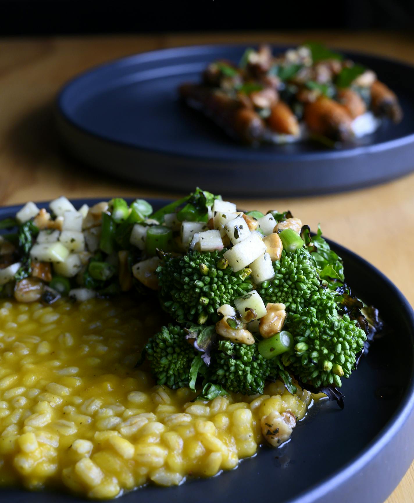 Barley with butternut squash, charred rapini, walnuts, apple, and rosemary. ] Aaron Lavinsky &#x2022; aaron.lavinsky@startribune.com Restaurant review of the Bachelor Farmer and its new chef, Jonathan Gans, photographed Friday, Jan. 24, 2020 in Minneapolis, Minn.