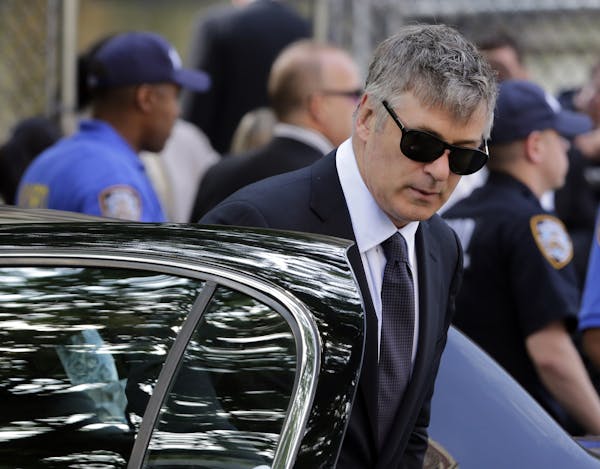 Actor Alec Baldwin arrives for the funeral service of James Gandolfini, star of "The Sopranos," in New York's the Cathedral Church of Saint John the D