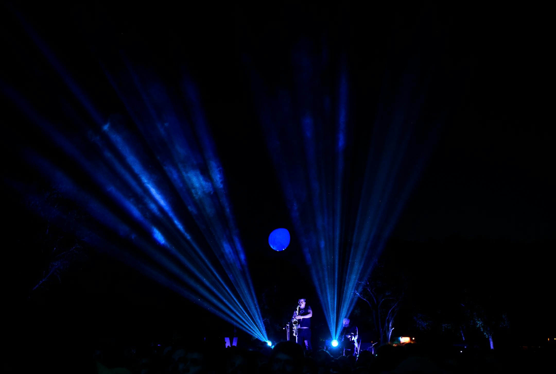 During The National's performance Saturday, a saxophonist performed his contribution from an auxiliary stage. ] AARON LAVINSKY ï aaron.lavinsky@startribune.com Day two of the Eaux Claires Music & Art Festival was held Saturday, July 7, 2018 at Foster Farms in Eau Claire, Wisc.