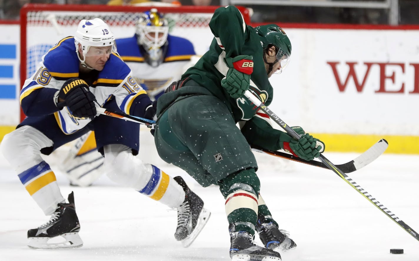 Matt Cullen, right, with the Wild in 2018