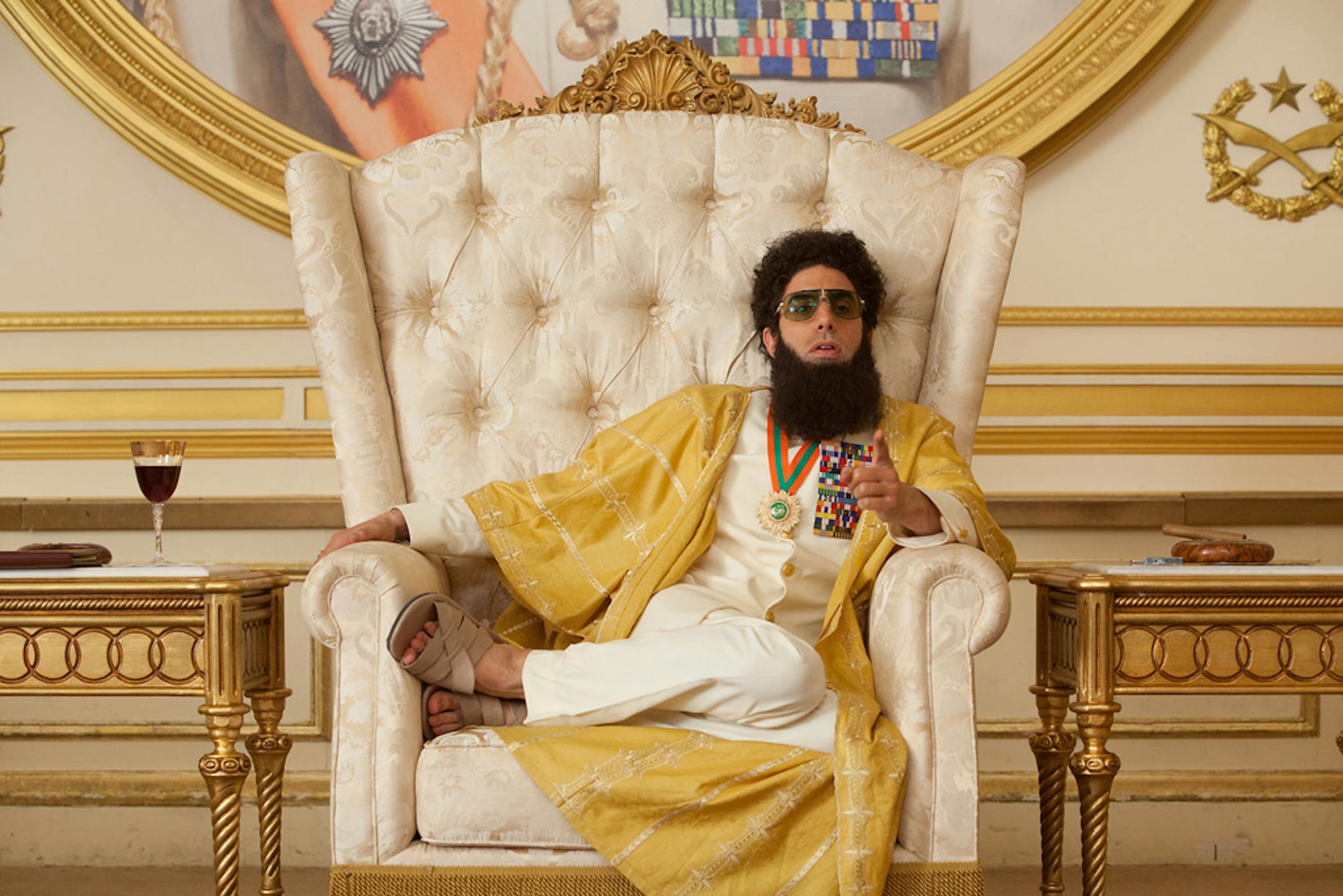 Sacha Baron Cohen, portrays Admiral General Aladeen in a scene from "The Dictator."