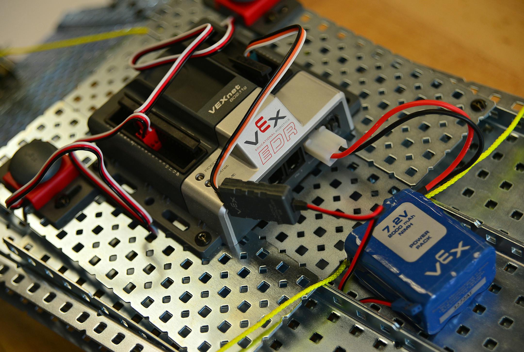 A student’s robot. “High school education has to move in this direction,” principal Micheal Thompson said.