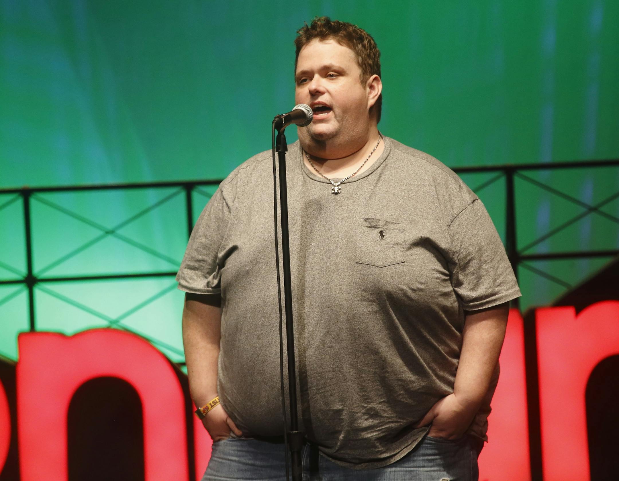 FILE - In this June 13, 2015 file photo, Ralphie May performs at the 2015 Bonnaroo Music and Arts Festival in Manchester, Tenn. A spokeswoman for Ralphie May says the comedian has died at age 45. In a statement Friday, Oct. 6, 2017, publicist Stacey Pokluda said May died of cardiac arrest. She said he had been fighting pneumonia, which caused him to cancel a few appearances in the past month. (Photo by John Davisson/Invision/AP, File)