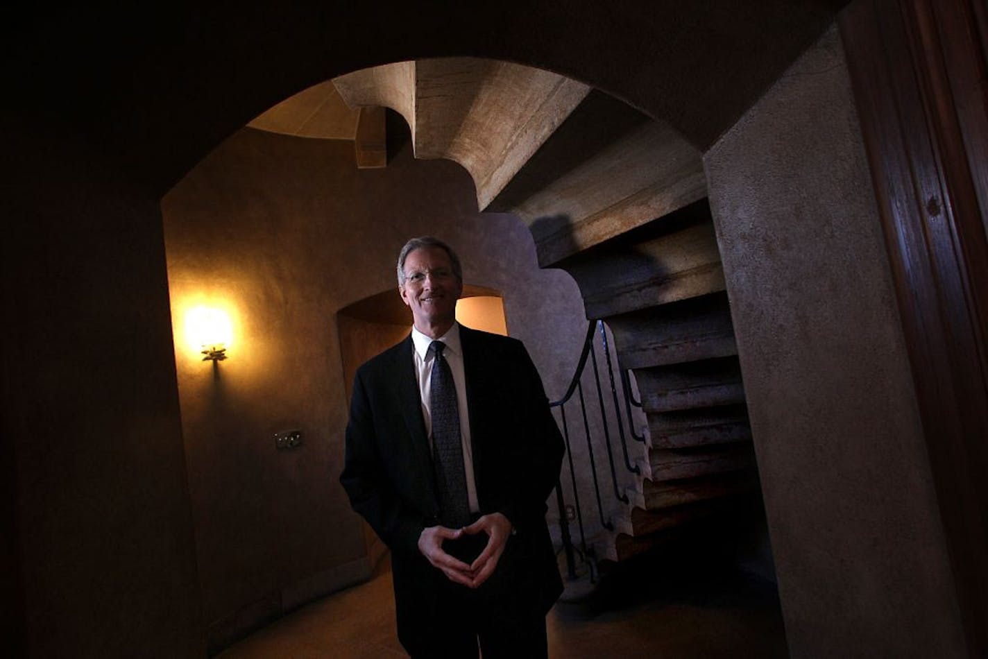 Greg Page is the CEO of Cargill, which according to the company, was founded in 1865 and employs more than 130,000 people in 66 countries around the world. Page was photographed (in a stairway/hallway) at the Lake Office building at the company's headquarters in Minnetonka.