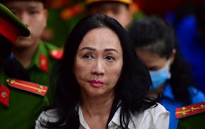 Business woman Truong My Lan attends a trial in Ho Chi Minh City, Vietnam on Thursday, April 11, 2024. The real estate tycoon may face the death penal