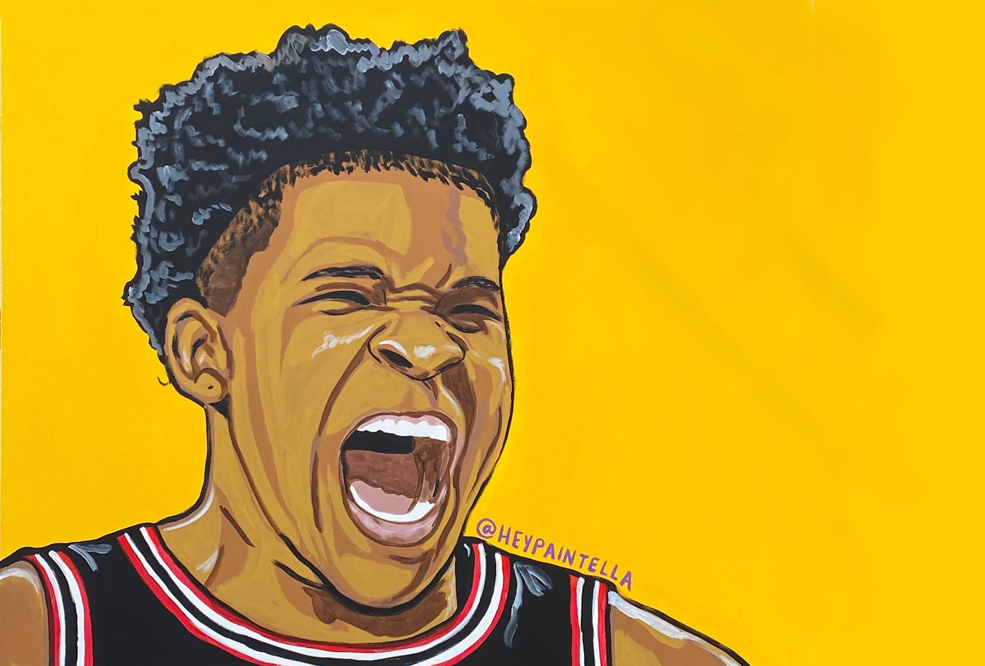 No. 1 on canvas: This 2020 painting of former Georgia star and Wolves No. 1 overall pick Anthony Edwards was done by the artist @heypaintella.