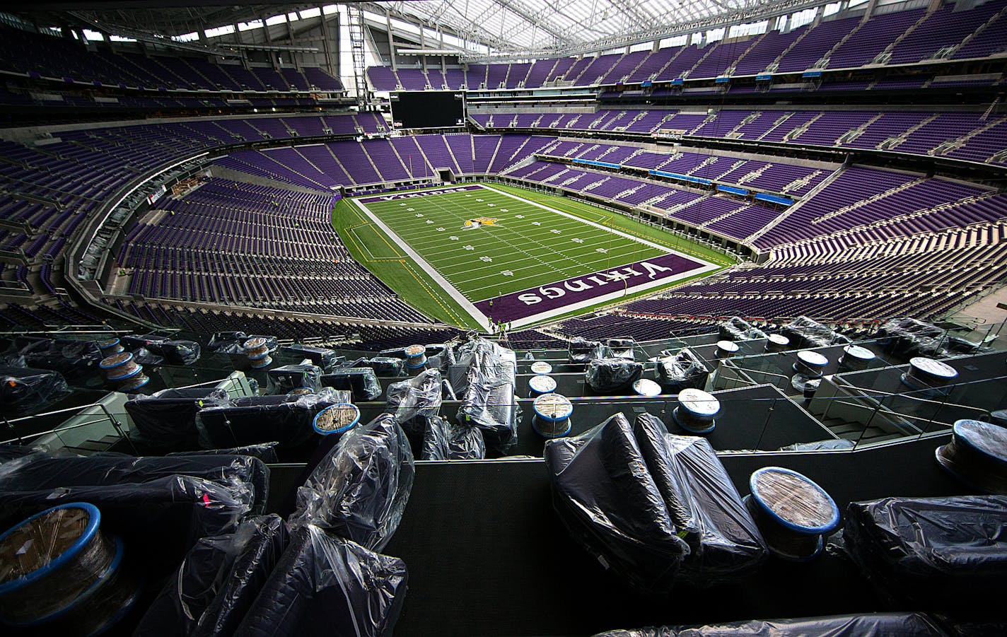 U.S. Bank Stadium will not look much different than this on gamedays for at least the beginning of the 2020 season, with no fans being allowed for Vikings games because of the coronavirus pandemic.