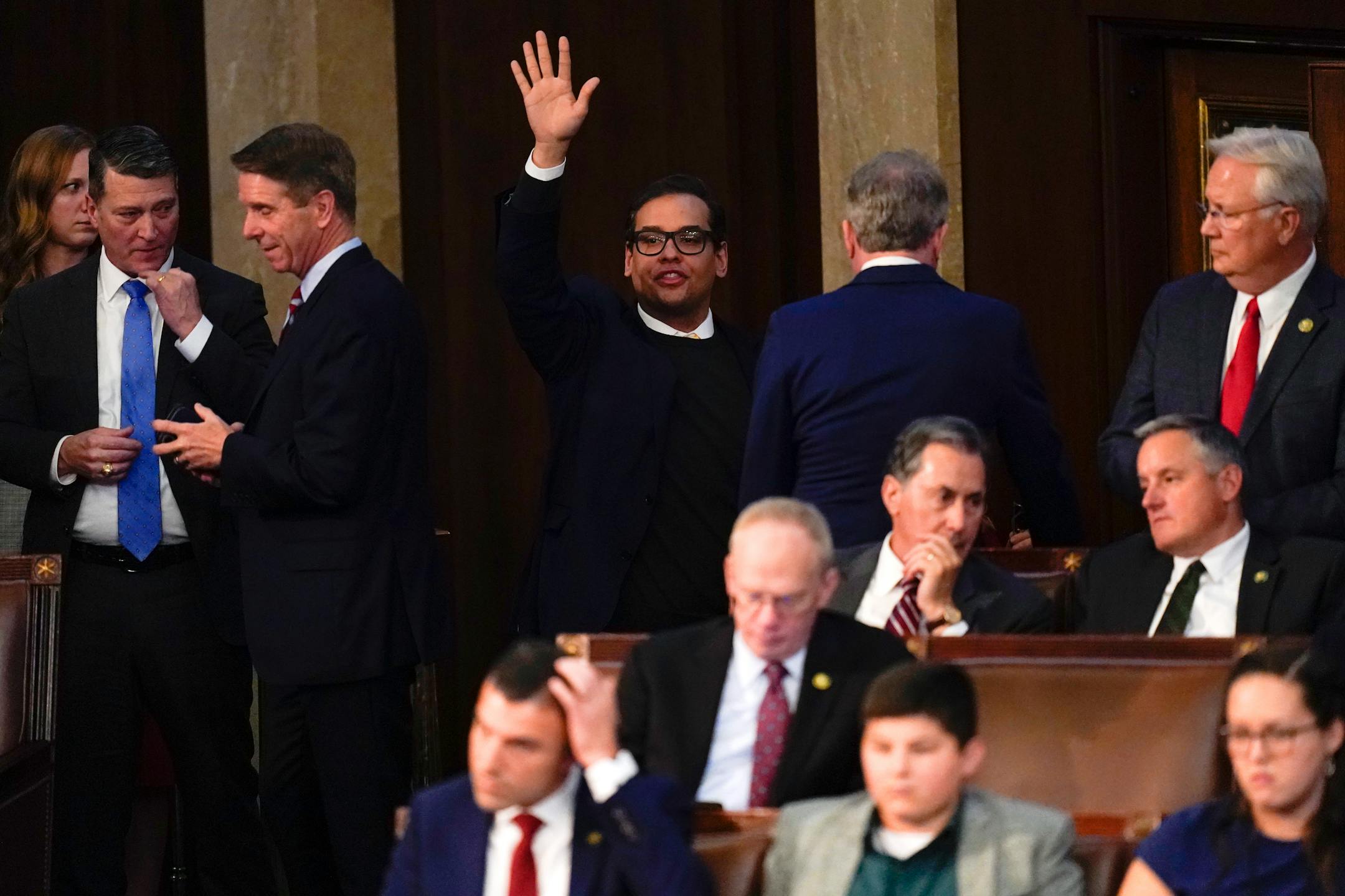Rep.-elect George Santos, R-N.Y., casts a vote during the seventh round of voting in the House chamber as the House meets for the third day to elect a speaker and convene the 118th Congress in Washington, Thursday, Jan. 5, 2023. (AP Photo/Alex Brandon)