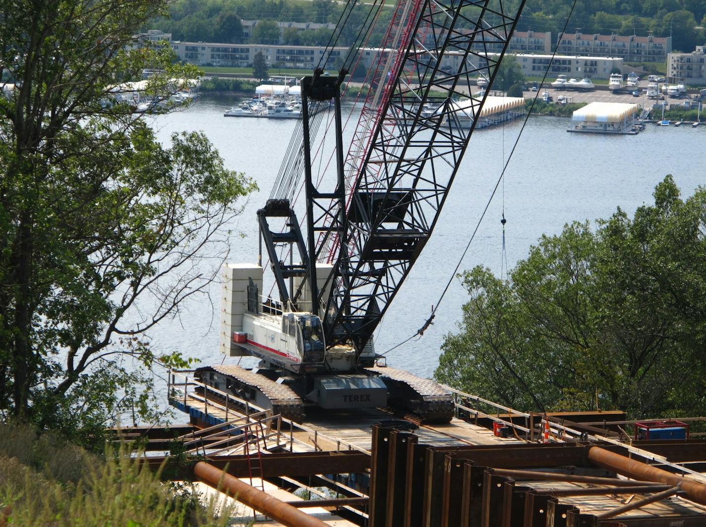 Land lost to the St. Croix River bridge project was "replaced" by a recent 58-acre land purchase in St. Croix County, Wis. Here's the view west toward Sunnyside Marina where the four-lane highway will cross into the town of St. Joseph, Wis. Land purchased is farther downstream.