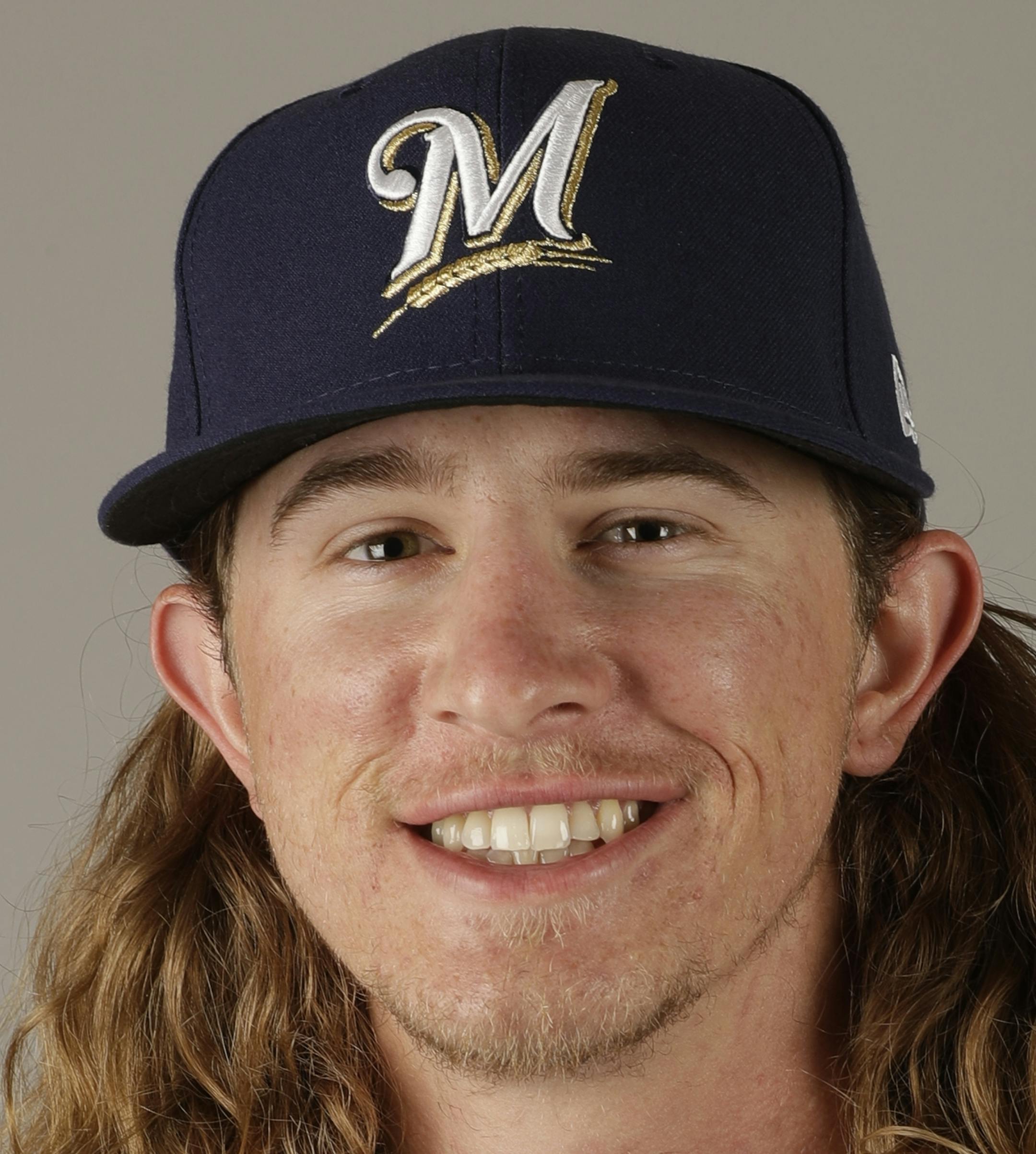 This is a 2017 photo of Josh Hader. This image reflects the Milwaukee Brewers active roster as of Wednesday, Feb. 22, 2017, when the photo was taken in Phoenix. (AP Photo/Morry Gash) ORG XMIT: NYKV1096