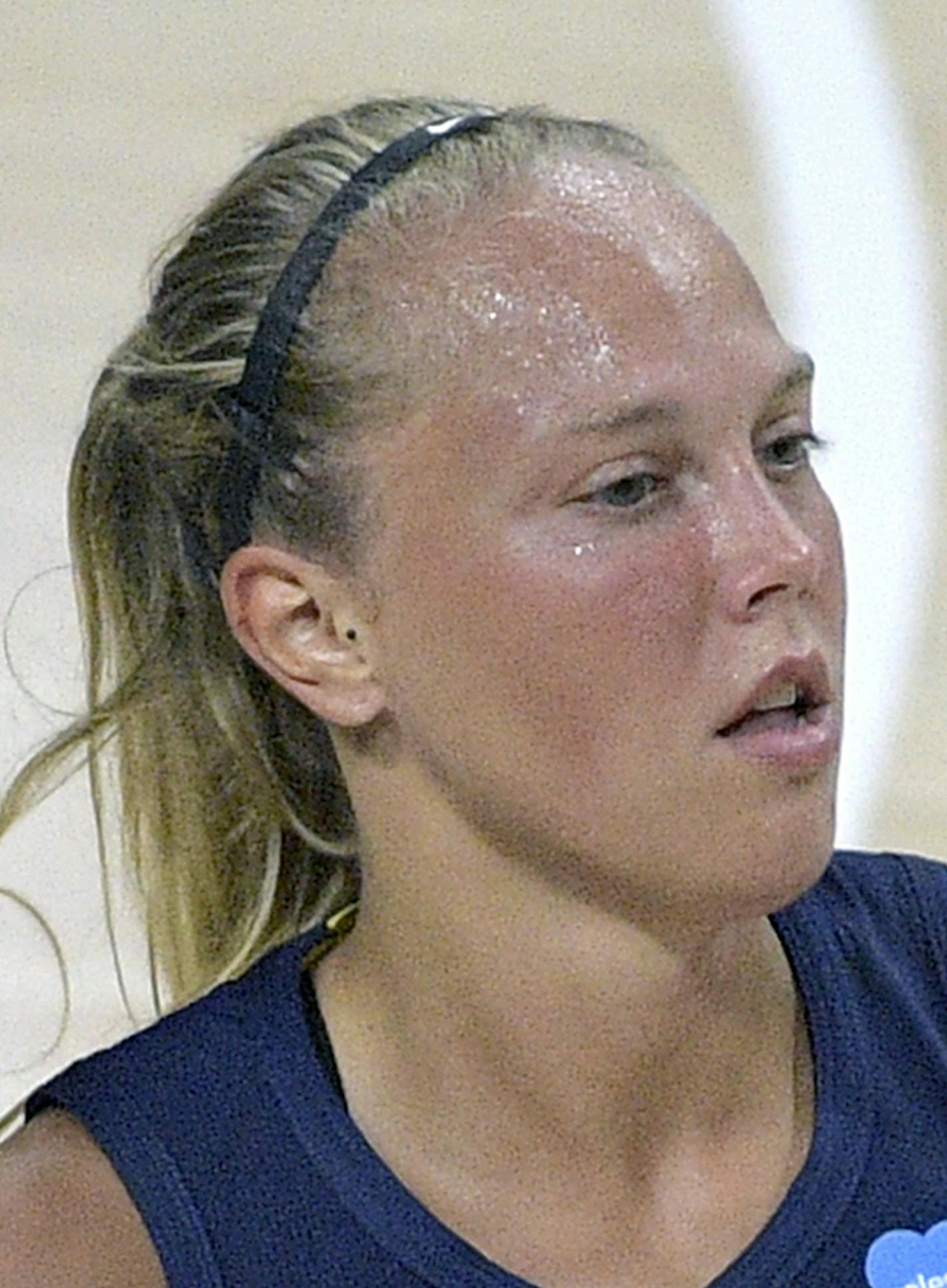 Indiana Fever guard Julie Allemand (20) brings the ball up the court during the first half of a WNBA basketball game against the Seattle Storm, Tuesday, Aug. 25, 2020, in Bradenton, Fla. (AP Photo/Phelan M. Ebenhack)