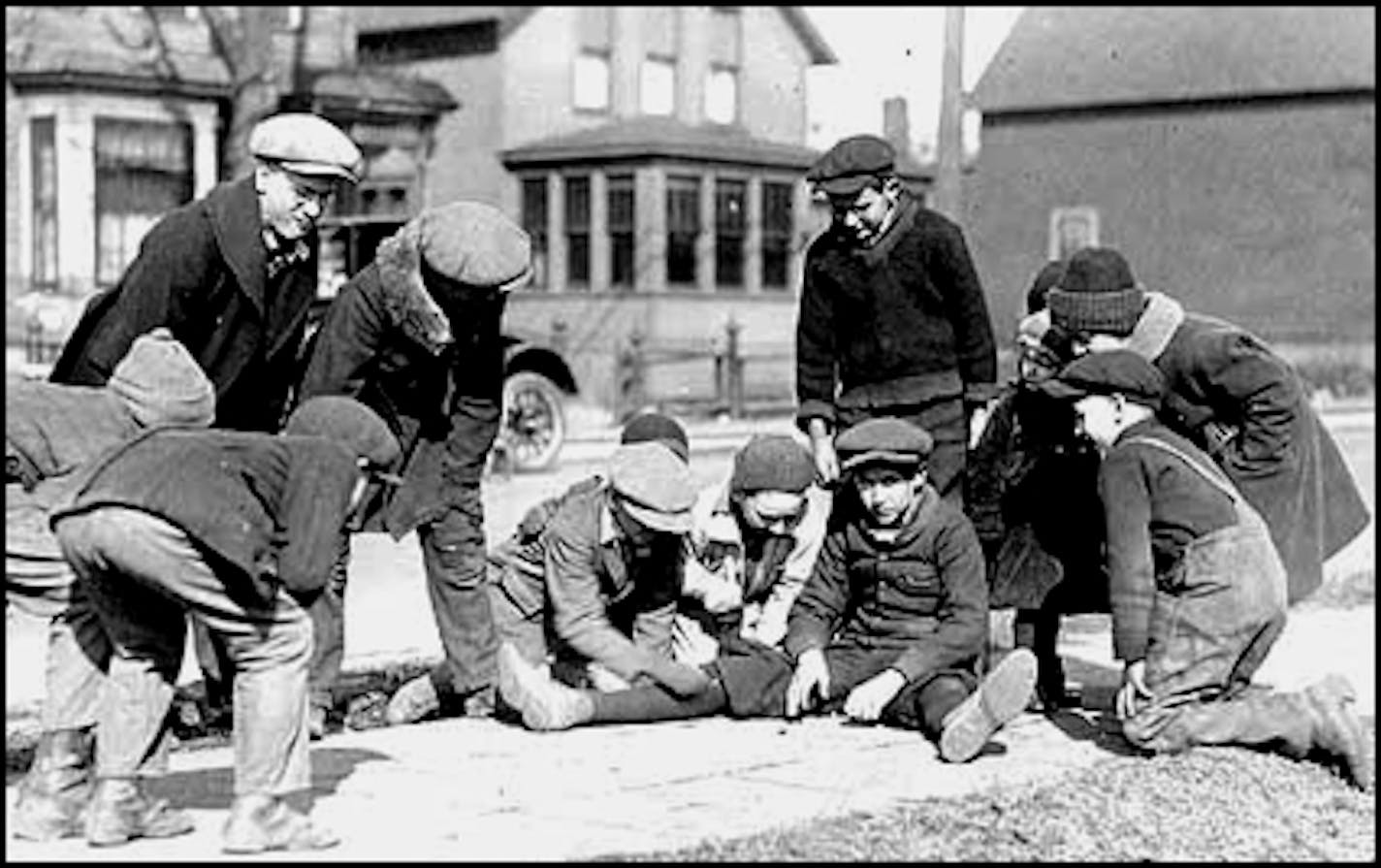 Playing marbles in St. Paul, 1925