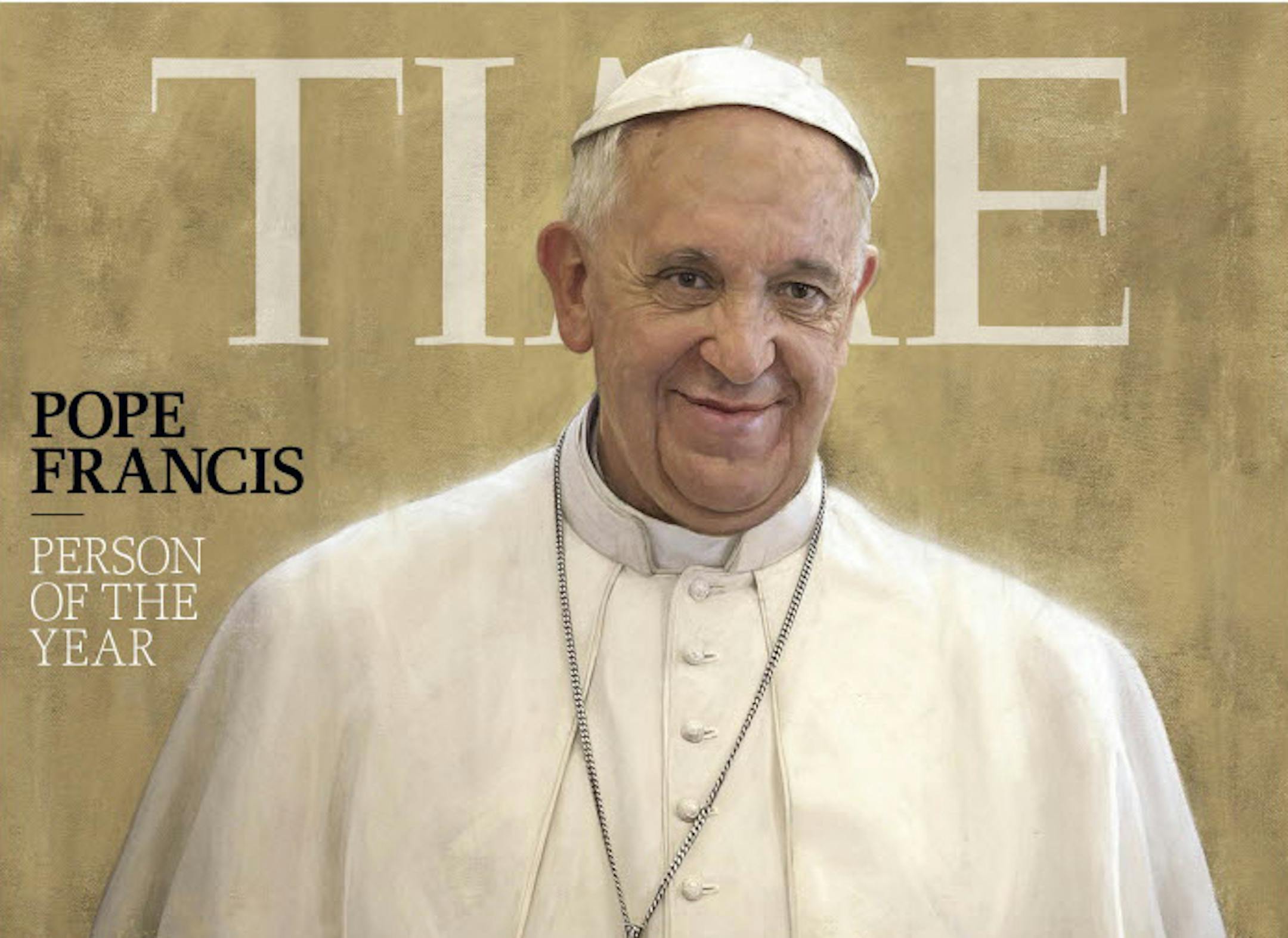 Dec. 11, 2013: Pope Francis, Time magazine's 2013 Person of the Year, is seen photo of the magazine cover provided by Time, Wednesday, Dec. 11, 2013. Time said the Catholic church's new leader has changed the perception of his organization in an extraordinary way in a short time.