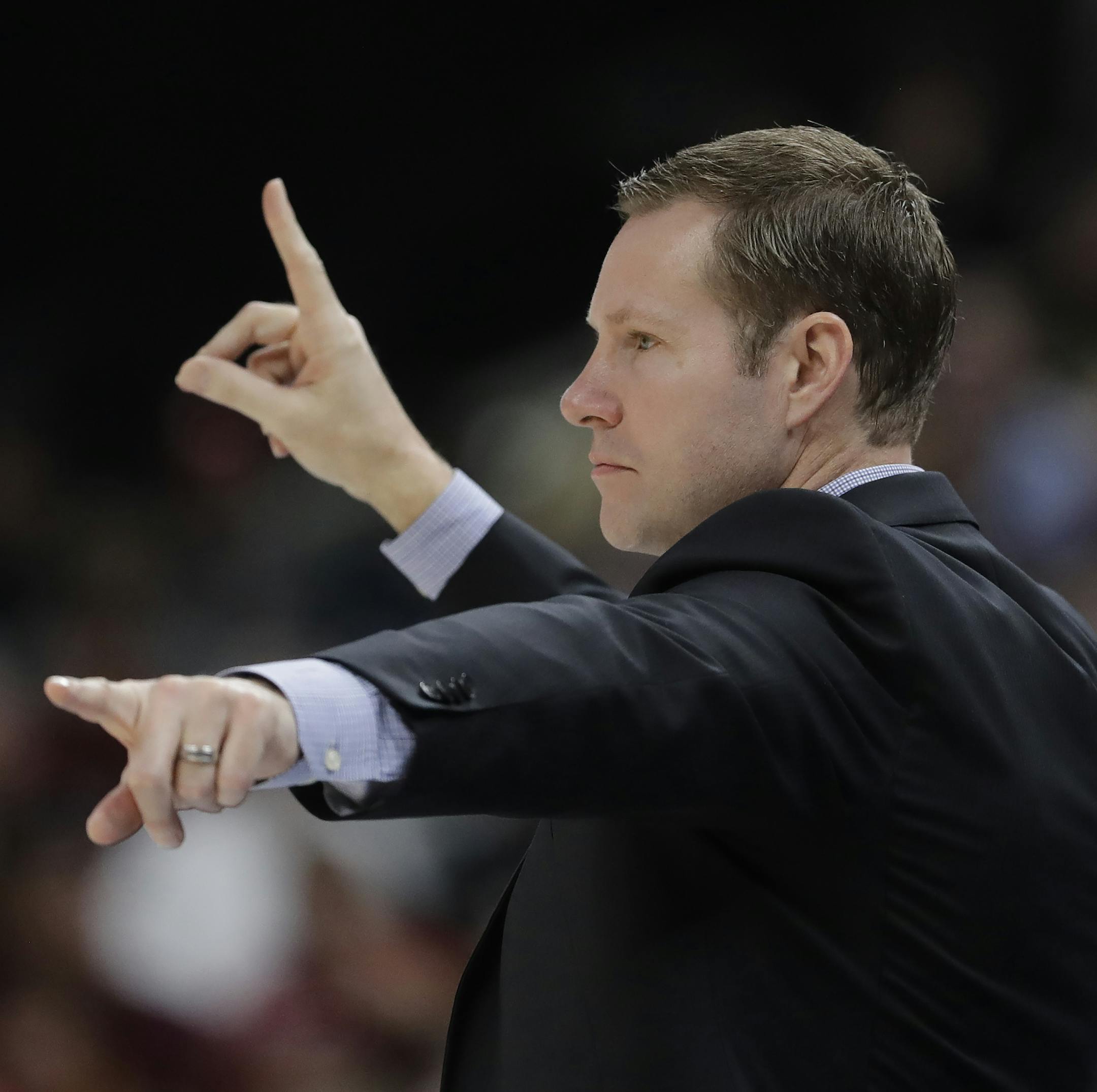Nebraska head coach Fred Hoiberg calls a play during the first half of an NCAA college basketball game against Indiana at the Big Ten Conference tournament, Wednesday, March 11, 2020, in Indianapolis. (AP Photo/Darron Cummings)