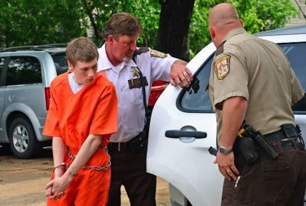 John LaDue, accused of plotting an attack on a Waseca school, was transported by Waseca County Sheriff's deputies to Waseca County Court.