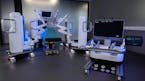 The Hugo RAS System from Medtronic includes a surgeon console, surgical tower and robotic arms.