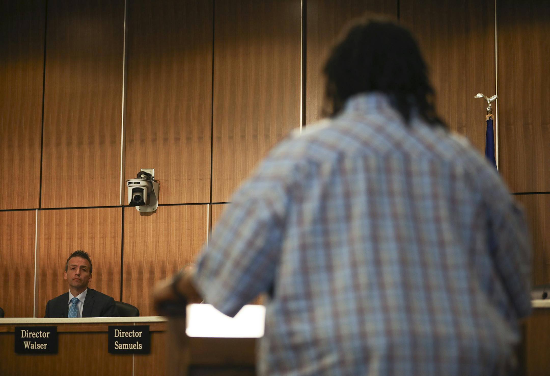 Minneapolis School Superintendent Ed Graff listened to a man speak against the budget cuts the district is facing. ] JEFF WHEELER ï jeff.wheeler@startribune.com The Minneapolis School Board heard from people concerned about budget cuts and spending allocations during the Public Comment portion of the meeting Tuesday evening, May 9, 2017 at The Davis Center in Minneapolis.