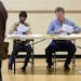 Election judges L'Tanyua Littlejohn and, left, and Doug Turbull count blank ballots on Election day at Marcy Open School in Minneapolis Min., Saturday